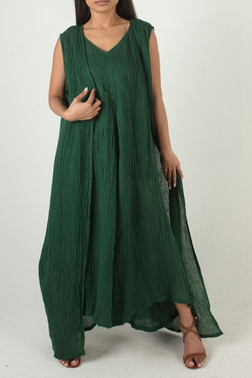 Linen Sleeveless With Jumpsuit Green